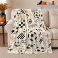 thumbnail image 1 of Energetic Soccer Balls Motion Lines Playful Art, Playful Artistic Scene, Warm Flannel Blanket for Home Library and Reading Nook, Art Lovers Thanksgiving Gift, Artistic Home Decor, 1 of 9