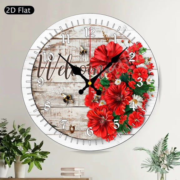 Energetic Welcome Basketball Round Wall Clock Silent Non Ticking Sports Theme Decor