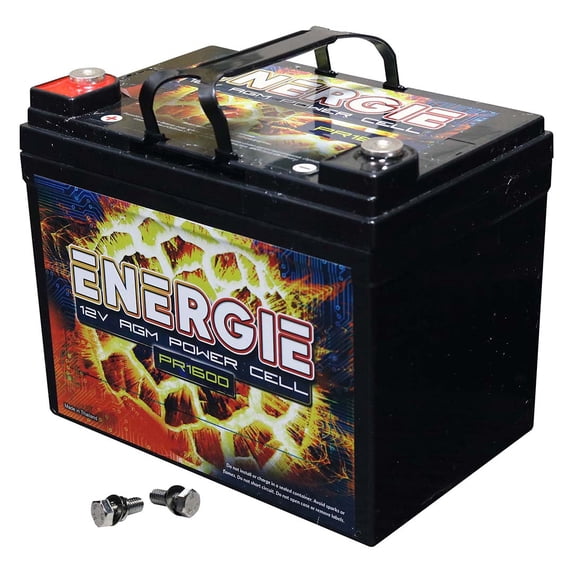 Energie PR1600 1600 Watt 12V Power Cell Battery, High-Output AGM Auxiliary Power Cell for Car Audio Systems