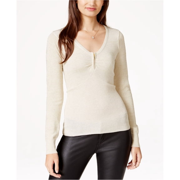 Energie Womens Juniors Metallic Zipper Detail Pullover Sweater