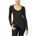 thumbnail image 1 of Energie women's, Long Sleeve Cut Out Shoulder Stripe Top, Black/White, M, 1 of 2