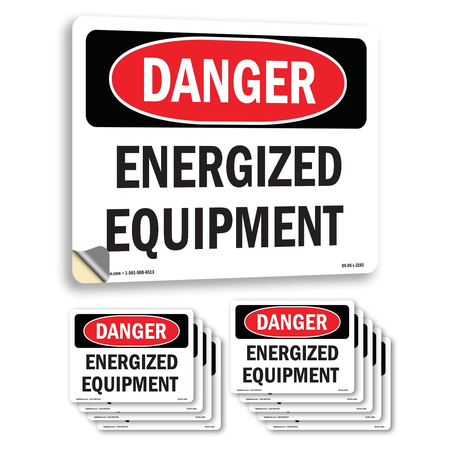 Energized Equipment OSHA Danger Vinyl Decal Label 18 Inch x 12 Inch ...