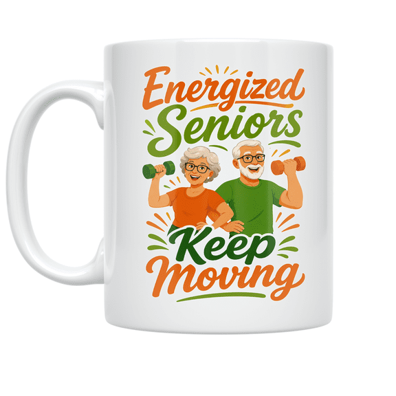 Energized Seniors Keep Moving - Active Living Enthusiast - 11 oz Ceramic Coffee Mug