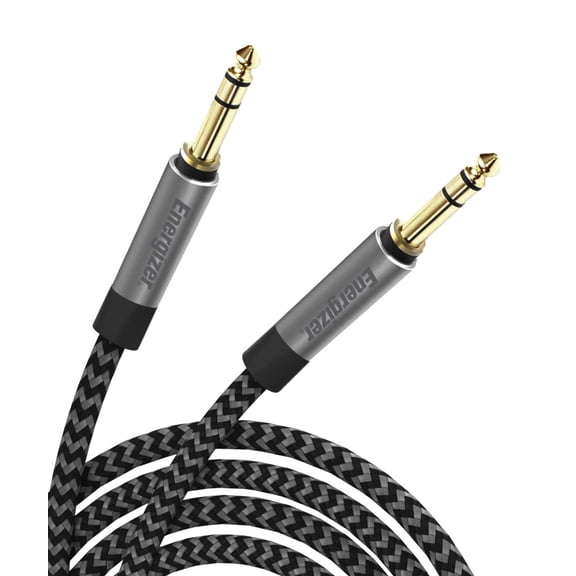 Energizer Ultimate AUX Cable 6ft Auxiliary 3.5mm Audio Cord Nylon Braided Male to Male Metal Tip, Black 6 Feet
