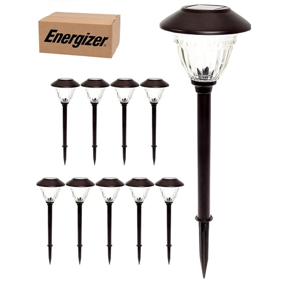 Energizer 10Pack Solar LED Pathway Lights Outdoor-Stainless Steel