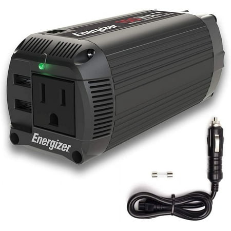 Energizer 150W Surge Power Inverter for Car, 12V to 110V, 2 USB Ports