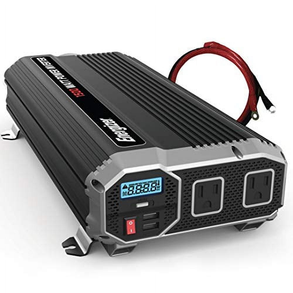 Energizer 1500 Watts Power Inverter Modified Sine Wave Car Inverter, 12v to  110v, Two AC Outlets, Two USB Ports (2.4 Amp), DC to AC Converter, Battery  Cables Included – ETL Approved Under