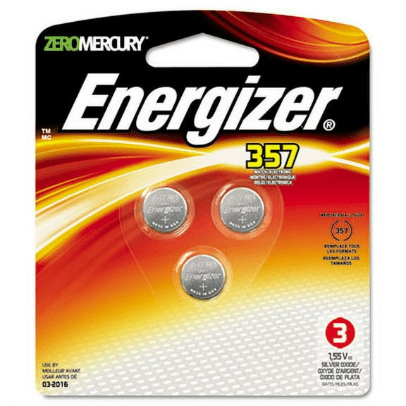 Energizer-1PK 357/303 Silver Oxide Button Cell Battery, 1.5 V, 3/Pack