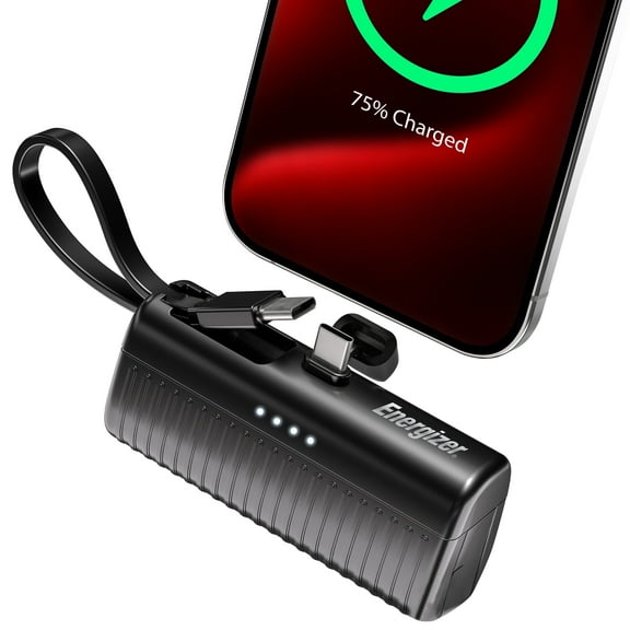 Energizer 2-in-1 Portable Power Bank, 5000mAh, Built-in Type-C Connector & Kickstand Black