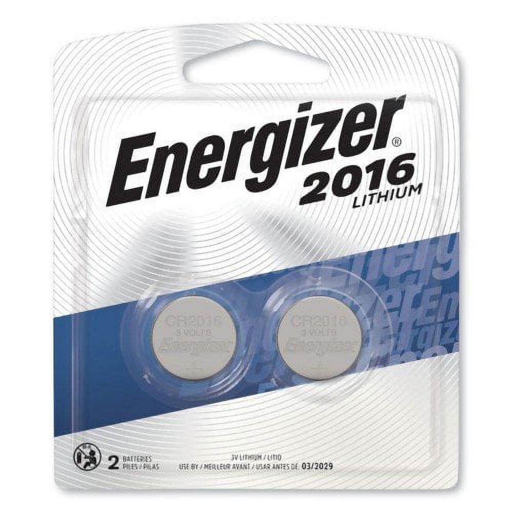 Energizer 2016 Lithium Coin Battery, 3 V, 2/Pack (2016BP2)