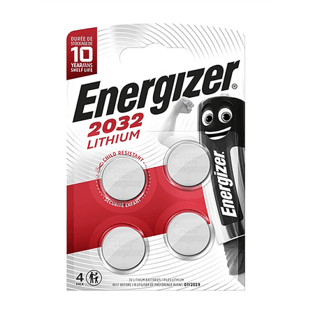 Energizer 2032 Coin Batteries (4 Pack), CR2032 3V Lithium Batteries, Compatible with AirTag and Tile Pro Devices, Key Fobs, Watches and more