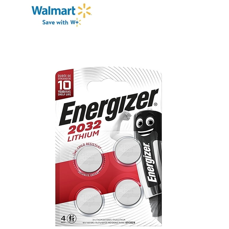 Energizer 2032 Batteries, 3V Lithium Coin, CR2032, 4 Pack