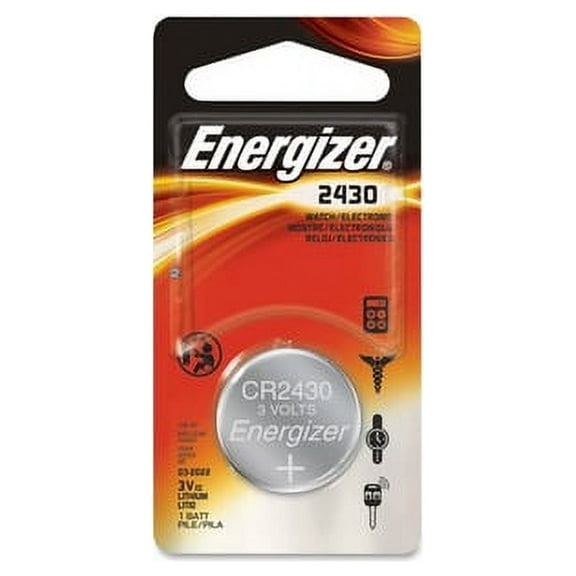 Energizer 2430 Lithium Coin Battery, 1 Pack For Multipurpose - 3 V DC - 290 mAh - Lithium (Li) - 1 Each