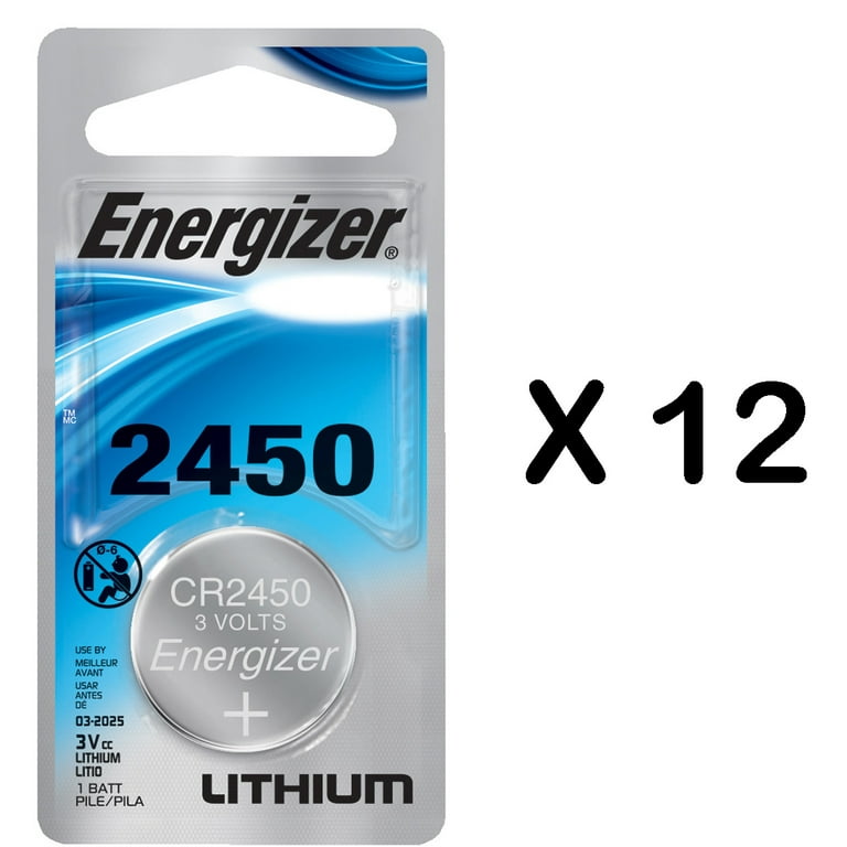 Energizer 2450 3 Volt Coin Size Lithium Battery - 12 Pack 