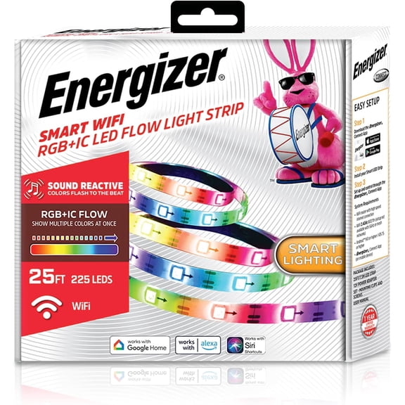 Energizer 25 Ft. Smart RGB & IC Indoor WiFi LED Strip Lights