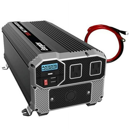 Energizer 3000 Watts Power Inverter Modified Sine Wave Car Inverter, 12V to 110 Volts, Two AC Outlets, Two USB Ports (2.4 Amp) Hardwire Kit, Cables Included ETL Approved Under UL STD 458