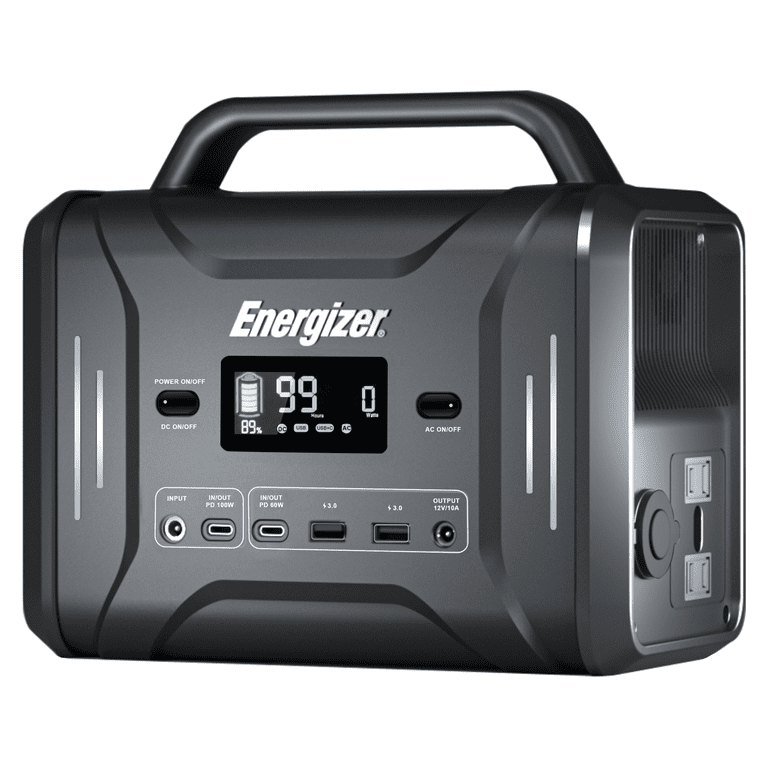 Energizer 320Wh Portable Power Station 100000mAh LiFePO4 Batteries Solar  Generator Sine Wave 300W Peak 600W Backup Power for Outdoors Camping Travel