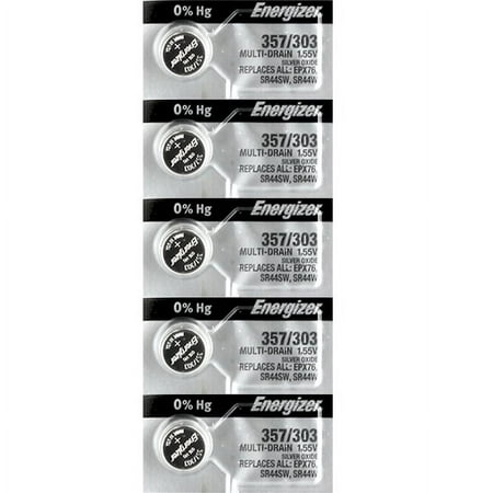 Energizer 357/303 - SR44 Silver Oxide Button Battery 1.55V - 5 Pack