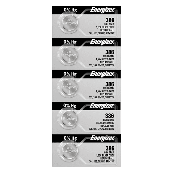 Energizer 386 SR143SW Silver Oxide Watch Battery (5 Count)