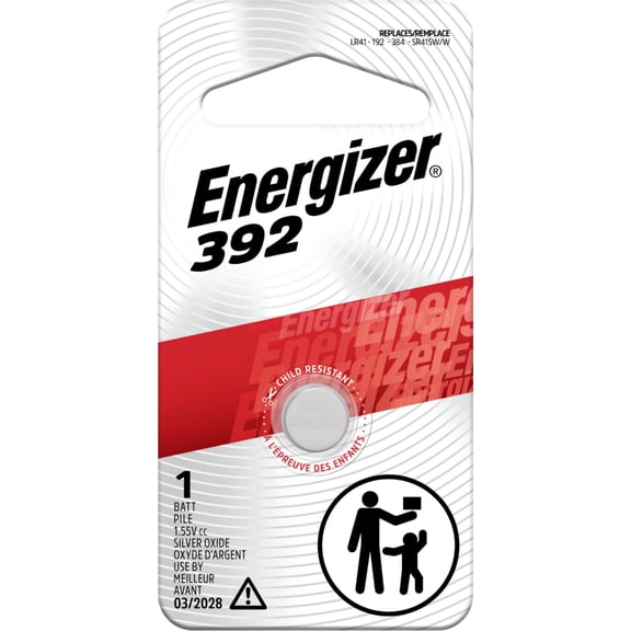 Energizer 392 Silver Oxide Button Battery, 1 Pack, Long-lasting Power