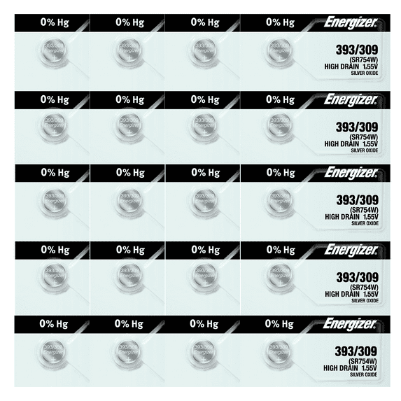 Energizer 393/309 SR754W Silver Oxide Watch Battery (20 Count)