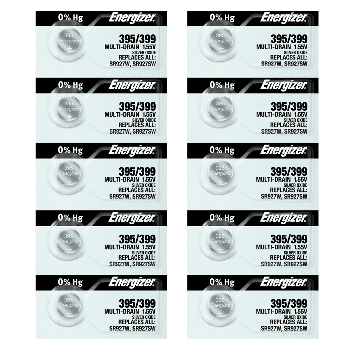 Energizer 395/399 SR927SW Silver Oxide Watch Battery (10