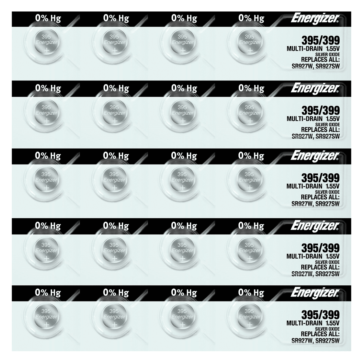 Energizer 395/399 SR927SW Silver Oxide Watch Battery (20