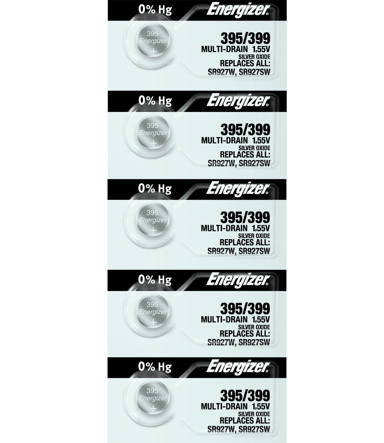 Energizer 395/399 SR927SW Silver Oxide Watch Battery (5 Count