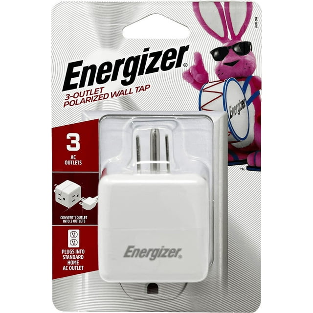 Energizer 3x AC Power Outlets Polarized Wall Tap Compact and No