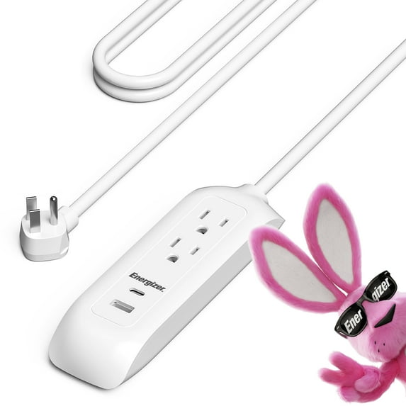 Energizer 4 Device 3 Foot Power Strip Multi Plug Wall Outlet Extender with USB C Type C & A USB Outlet Plug Adapter Ports USB Wall Charger Expander Outlet Splitter Multiple Plugs Extension Cord