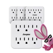 Energizer 4 Packs of 6 Device Multi Plug Wall Outlet Extender (6) AC Power Outlets Grounded Power Strip Expander Outlet Splitter Plug In Adapter