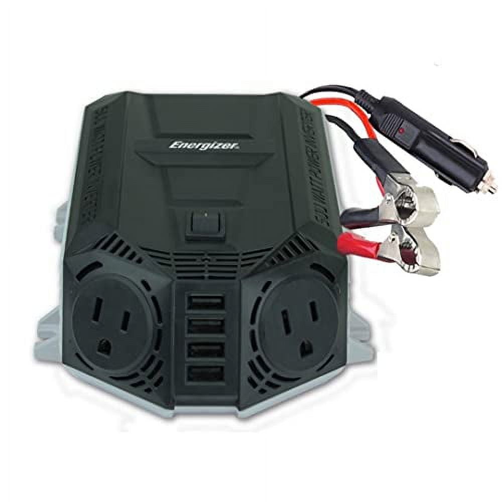 Energizer 500 Watt Modified Sine Wave Power Inverter, 12V to 110V Inverter  with Car Cigarette Lighter Plus 48W via Four 2.4A USB Ports  Two AC Outlets  UL Certified