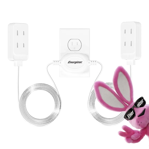 Energizer 6 Device 12 Foot White Extension Cord Twin 6 Foot Power Strips Multi Plug Wall Outlet Extender Expander Outlet Splitter Multiple Plugs In One Outlet Adapter