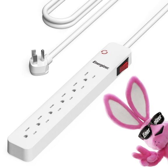 Energizer 6 Device 3 Foot Surge Protector Power Strip 300 Joule Multi Plug Wall Outlet Extender Power Strip Expander Outlet Splitter Multiple Plugs In One Extension Cord Outlet Adapter