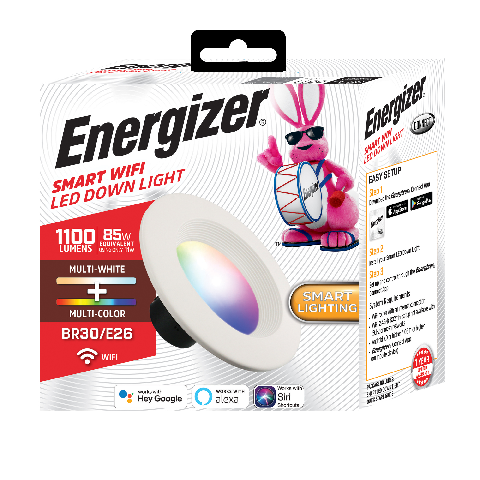 Energizer 6 Inch Smart Wi Fi LED Downlight Multi Color Indoor Ceiling Energizer 6 Inch Smart Wi Fi LED Downlight Multi Color Indoor Ceiling