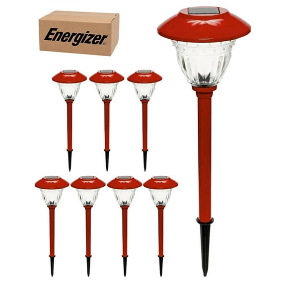 Energizer 8 Pack Solar Pathway LED Lights Outdoor-Stainless Steel 15 Lumen