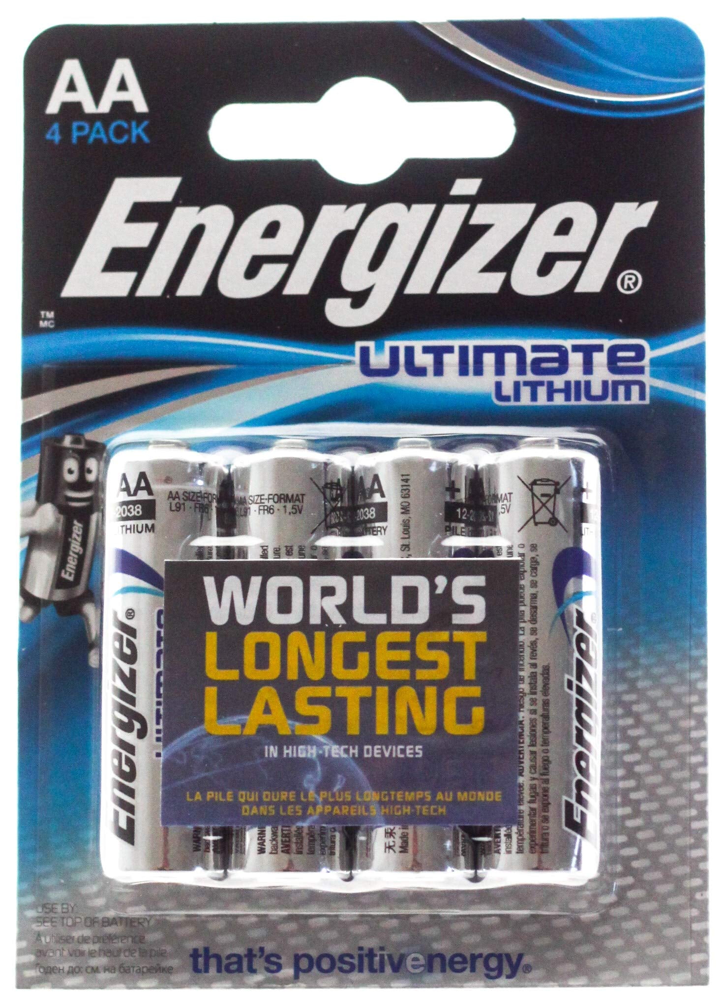 4353305:Energizer piles Ultimate Lithium AAA/L92, paquet de 10