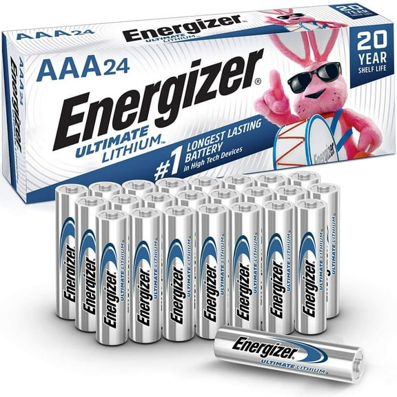 Energizer AAA Lithium Batteries, Ultimate Lithium Triple A Battery (24 Count), Longest-Lasting AAA Battery