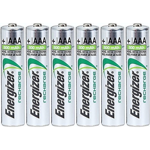 Energizer AAA Rechargeable NiMH Battery 800 mAh 1.2V x six (6) Batteries