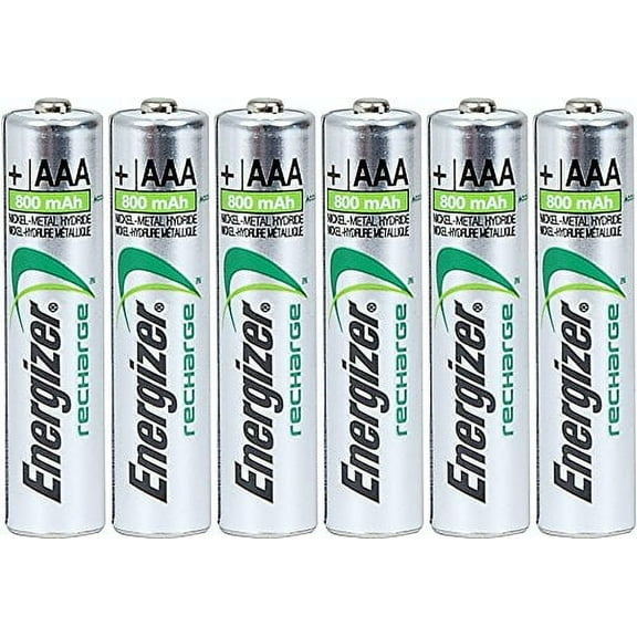 Energizer AAA Rechargeable NiMH Battery 800 mAh 1.2V x six (6) Batteries