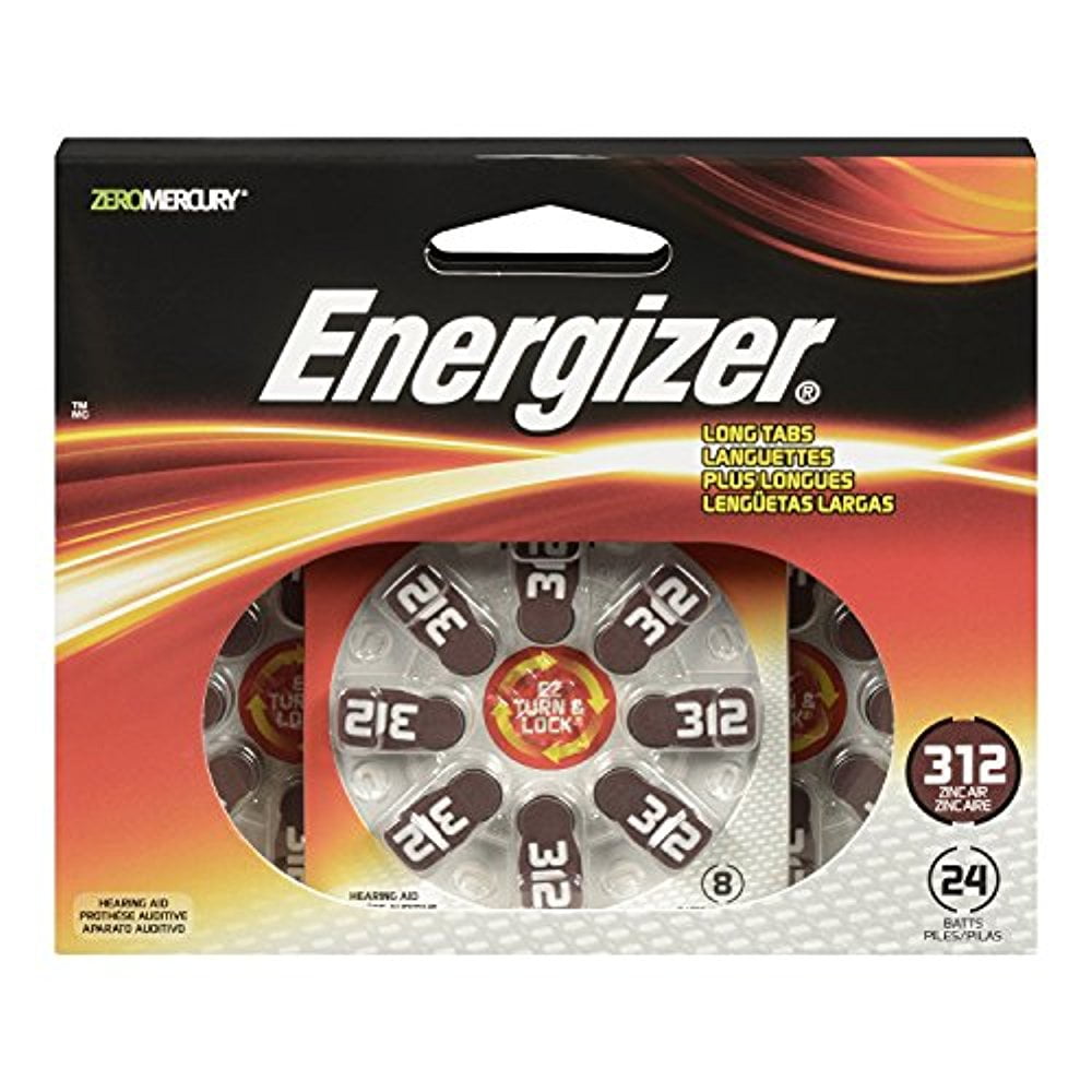Energizer AZ312DP-24 - EZ Turn & Lock Zinc Air Hearing Aid Batteries