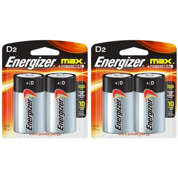 Energizer Alkaline Battery, "D" Size, 2/PK Pack of 2
