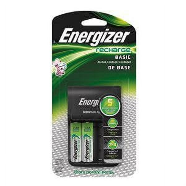 Energizer Recharge Basic AA Charger with 2 AA Rechargeable Batteries, 1.2 Volts, 2000 mAh Capacity, Battery Charger