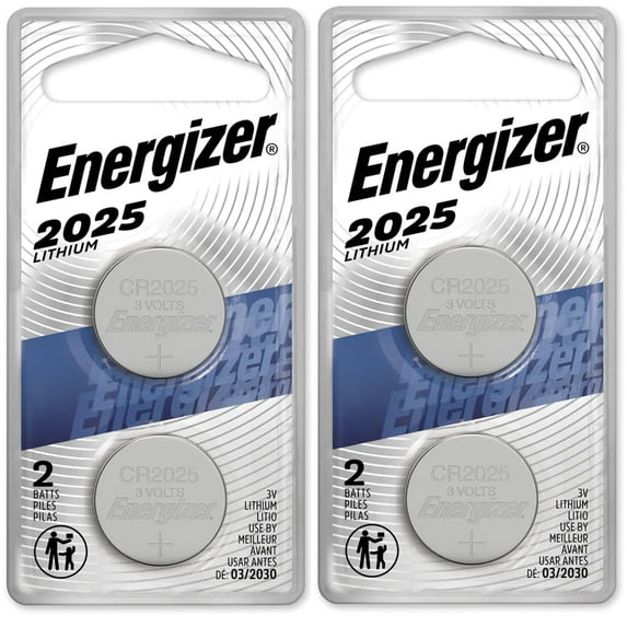 Energizer CR2025 Batteries, 3V Lithium Coin Cell 2025 Watch Battery, (4 Count)
