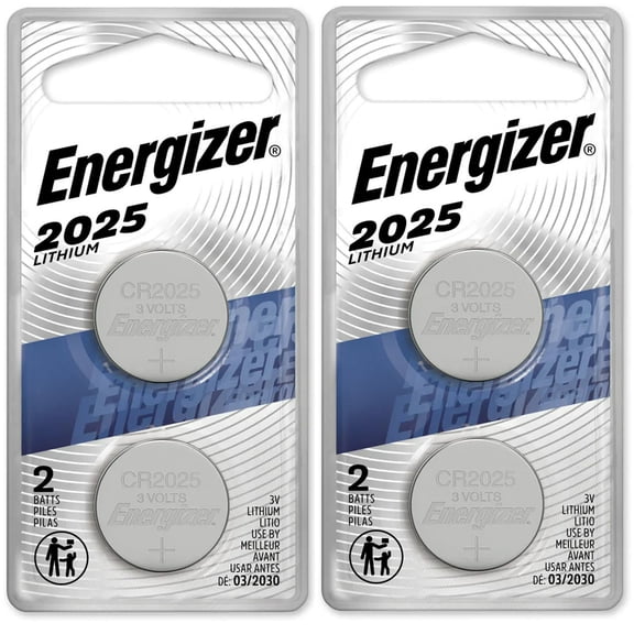 Energizer CR2025 Batteries, 3V Lithium Coin Cell 2025 Watch Battery, (4 Count)