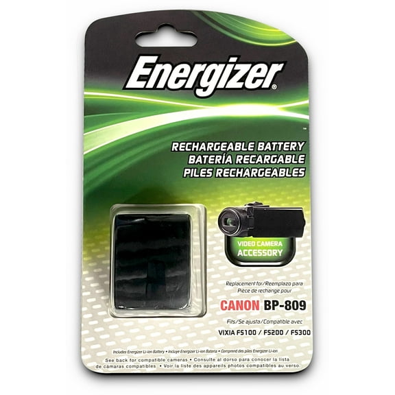 Energizer Canon BP-809 Rechargeable Battery for Canon Video Cameras - Replacement for Canon BP-809 - 7.4V 830mAh - Fits VIXIA FS100, FS200, FS300, and more