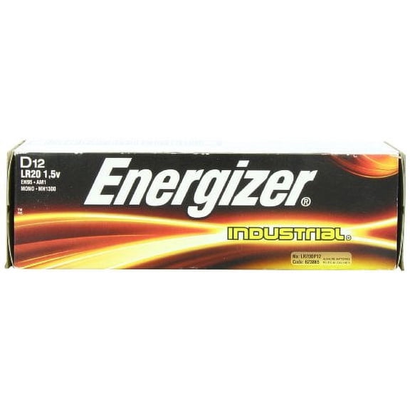 Energizer D Alkaline Industrial Batteries 1.5v, Box of 12
