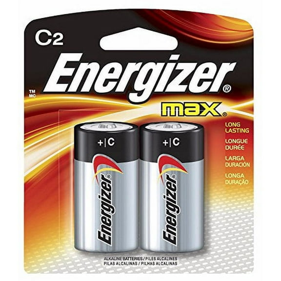 Energizer E93BP2 MAX Alkaline Batteries, C, 2 Batteries/Pack