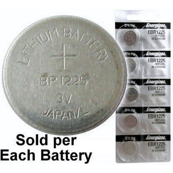 Energizer EBR1225 (BR1225, CR1225) Lithium Coin Cell, On Tear Strip (Pack of 5)