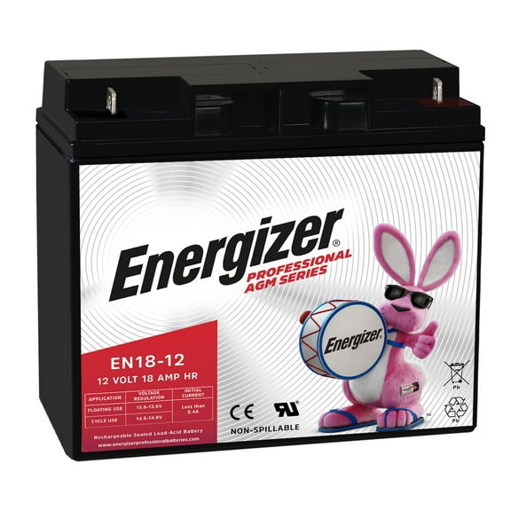 Energizer EN18-12, 12 Volt 18 Amp Hr, Long Lasting Sealed Lead Acid AGM Rechargeable Battery Ideal For Use In Wheelchairs, Electric Scooters, Generators, Backup Power, and more